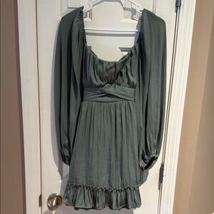 Altar'd State Elegant Long Sleeve Dress in Sage